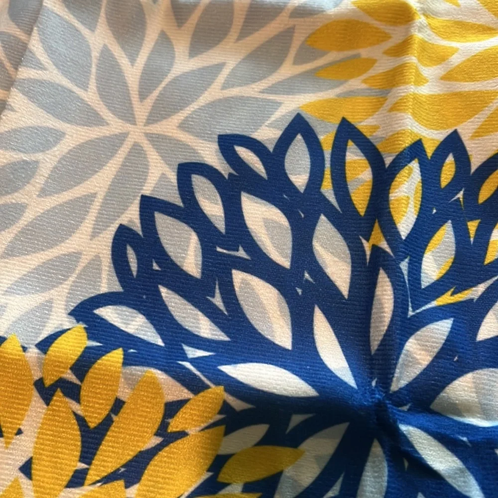 Blue & Yellow Floral Throw Pillow Zip Cover